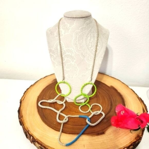 Geometric Shaped Rope Statement Necklace - Picture 1 of 6